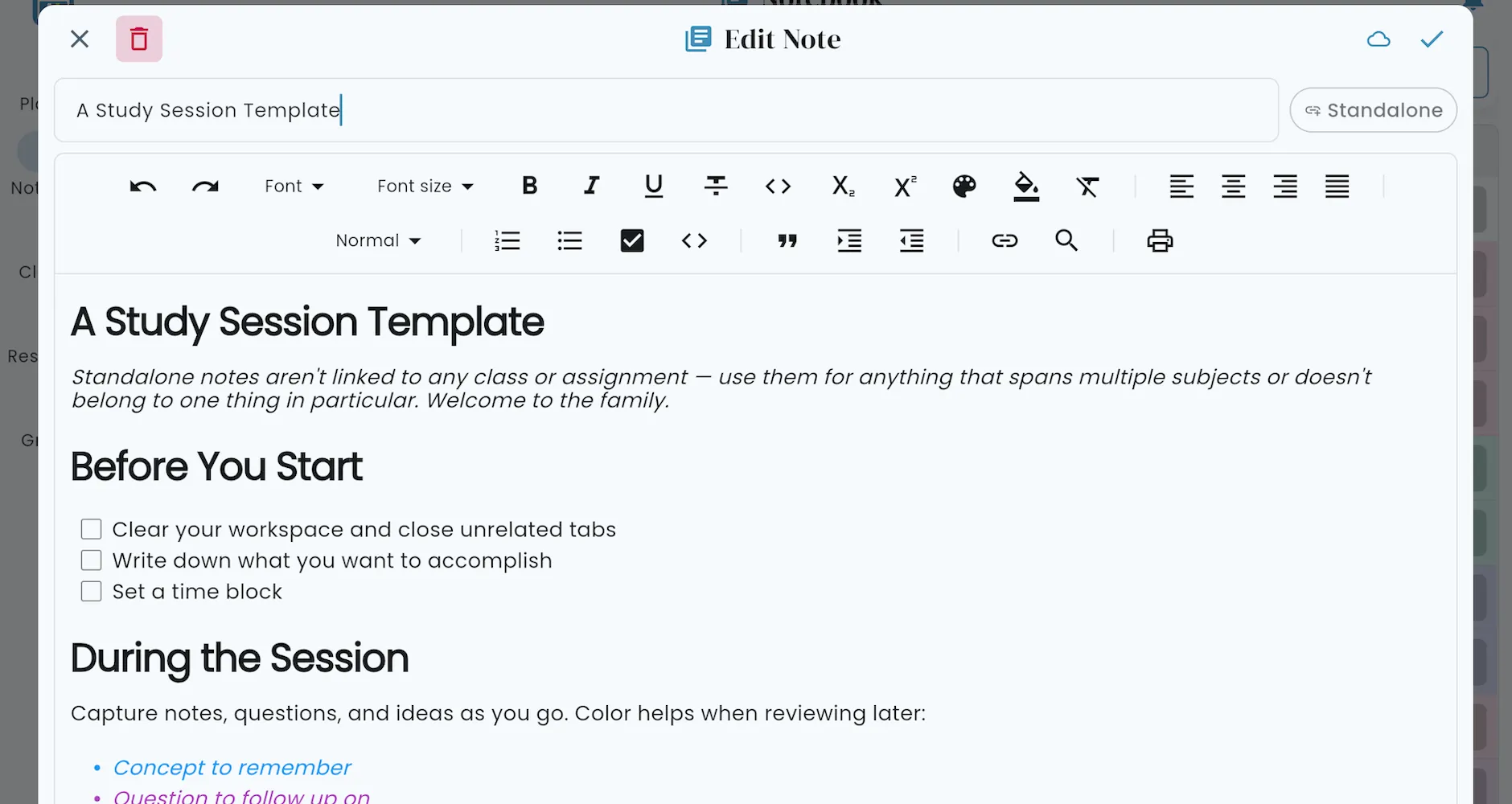 Edit note
