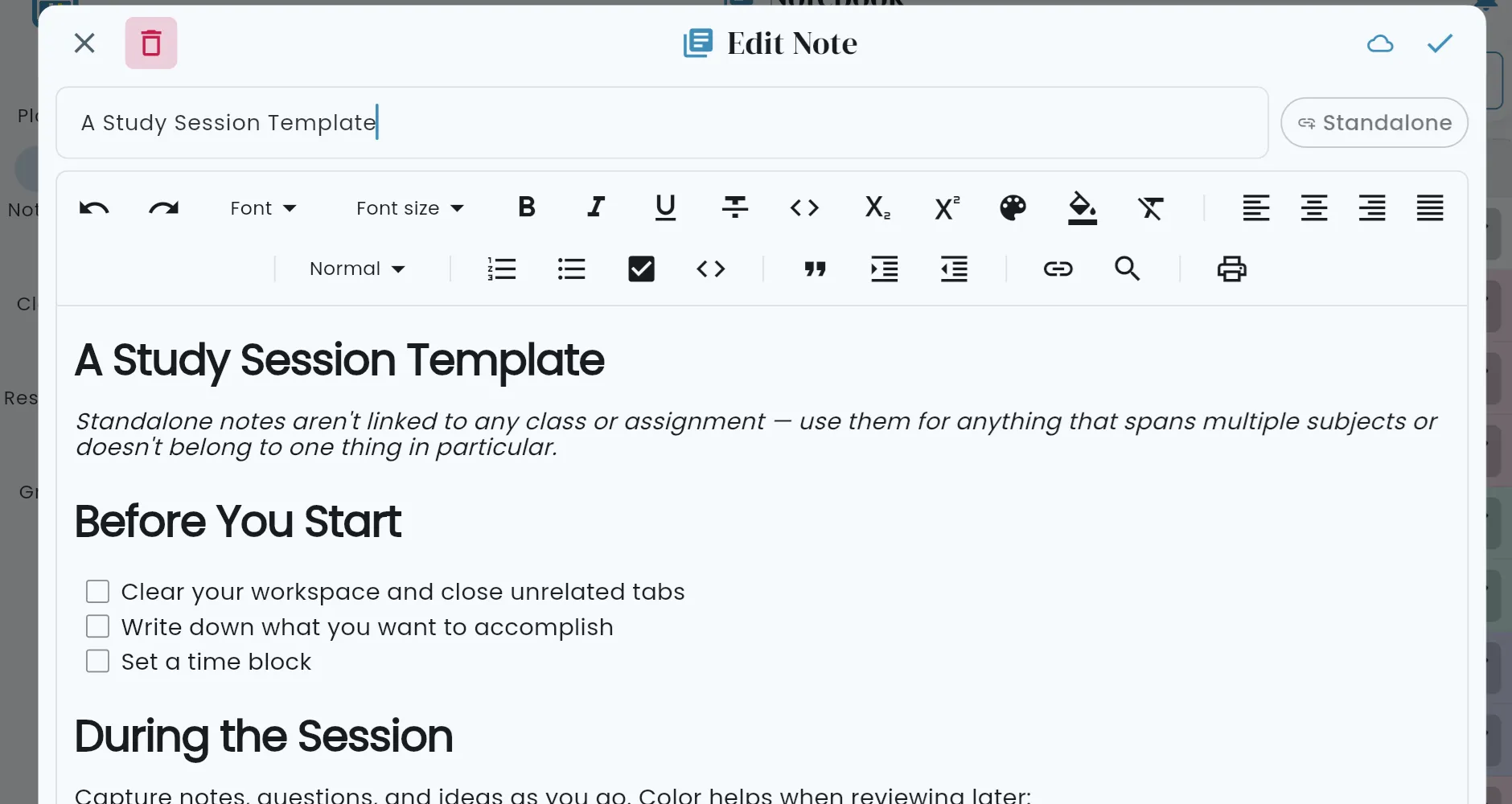 Edit note