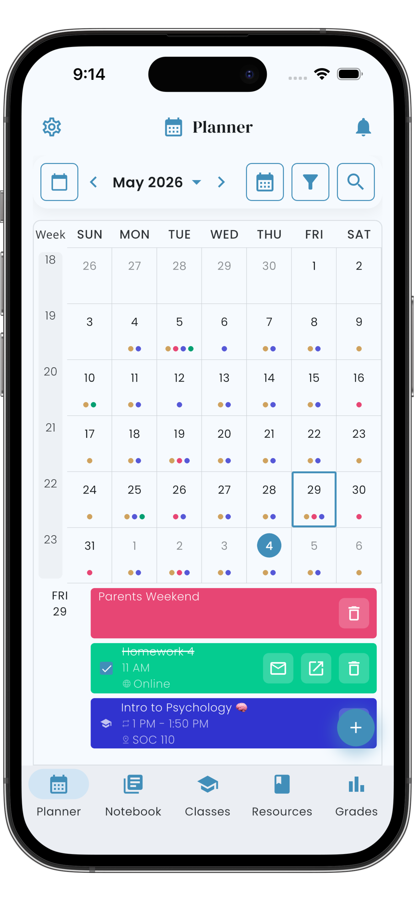 Helium phone — Month View