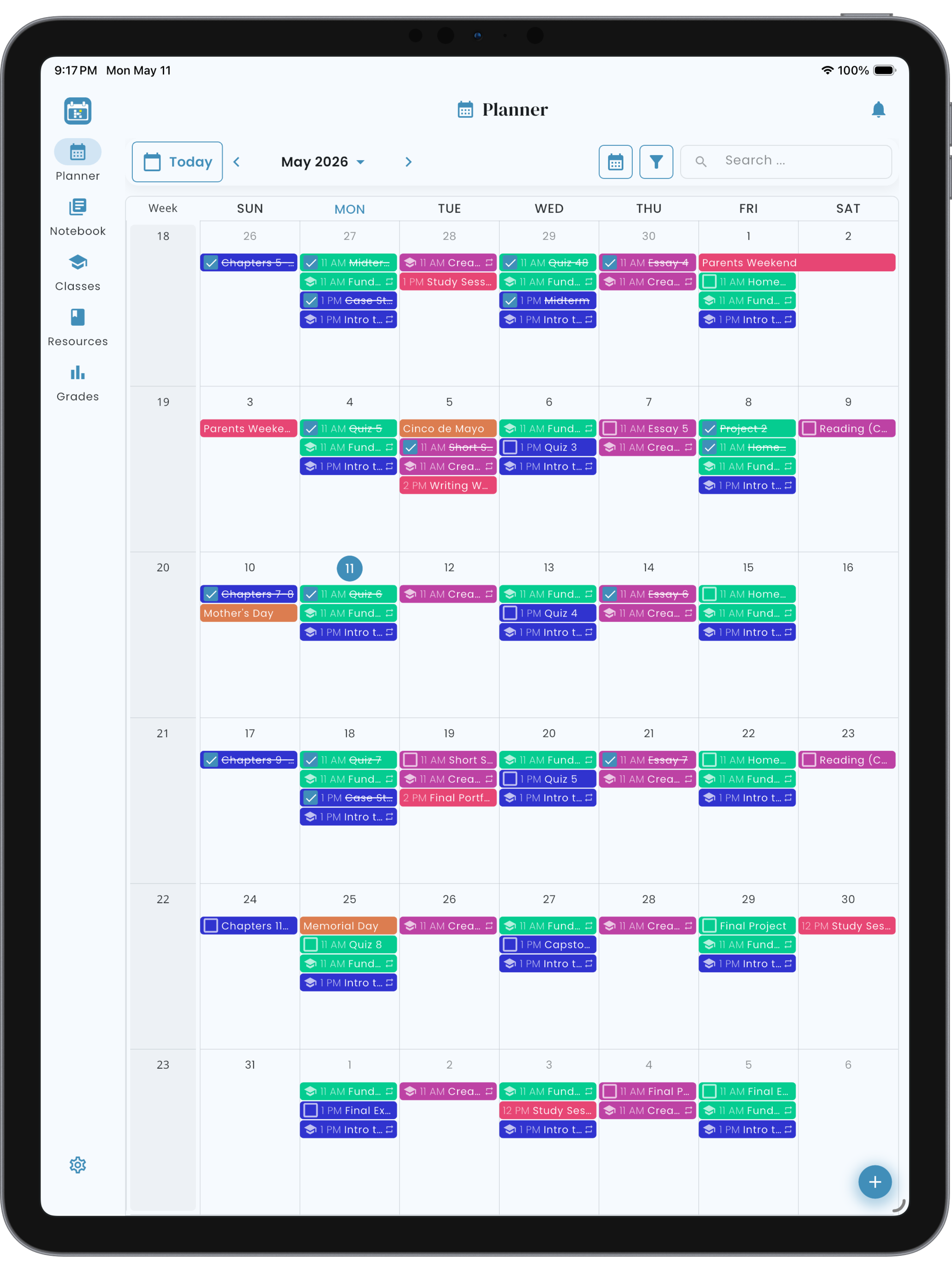 Helium tablet — Month View