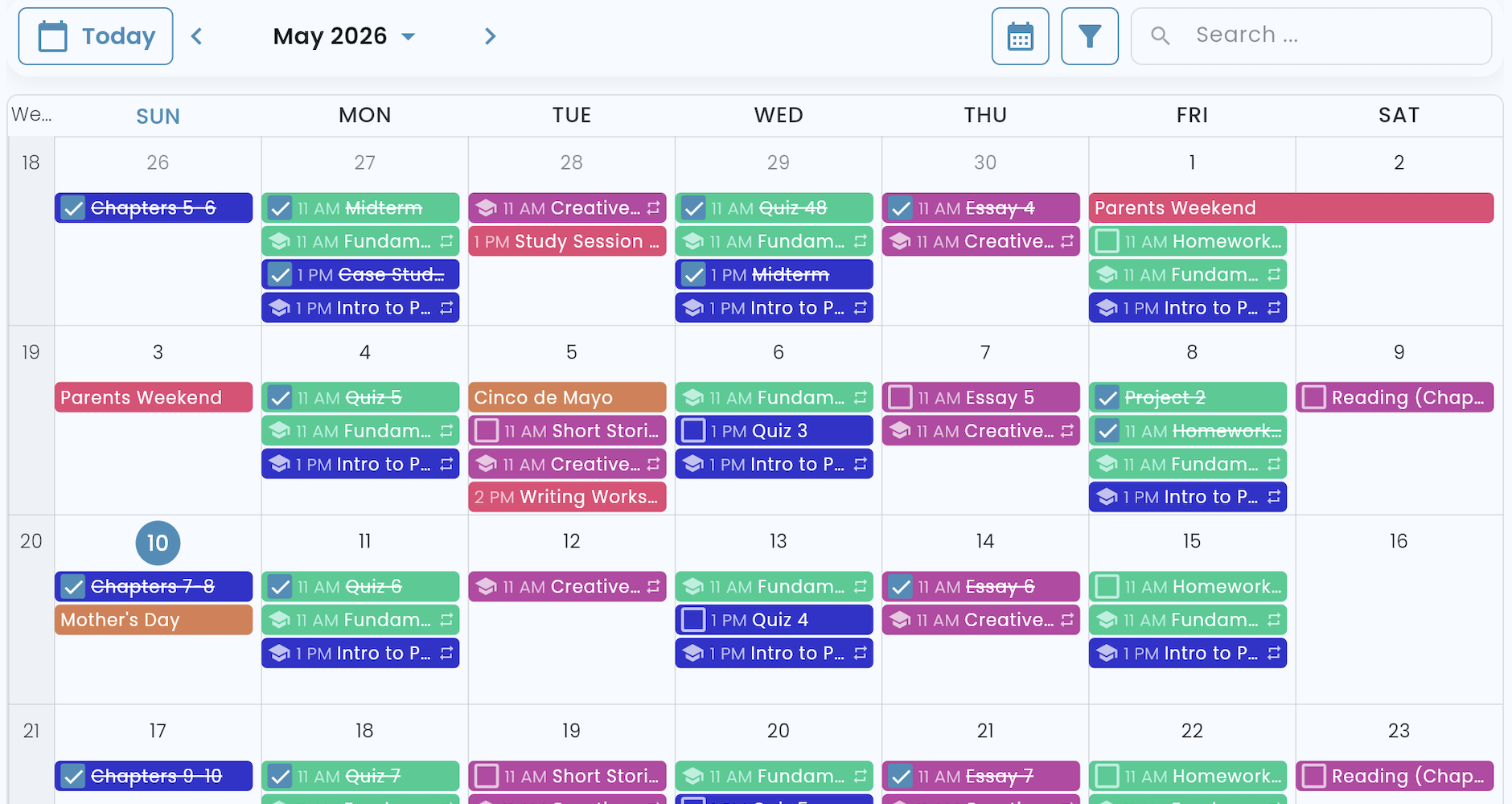 Helium web app — Month View